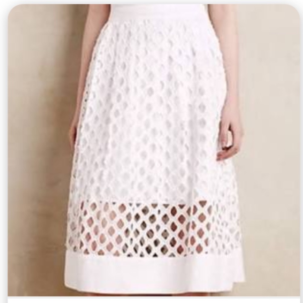 Anthropologie white skirt with cut out details